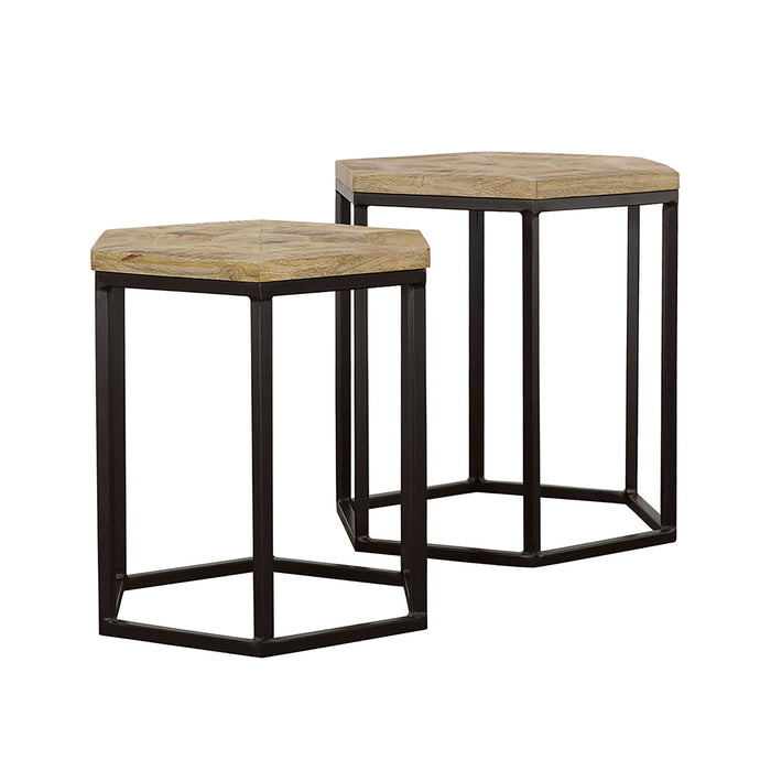 2 Piece Nesting Table With Hexagon Base - Brown Furniture Max