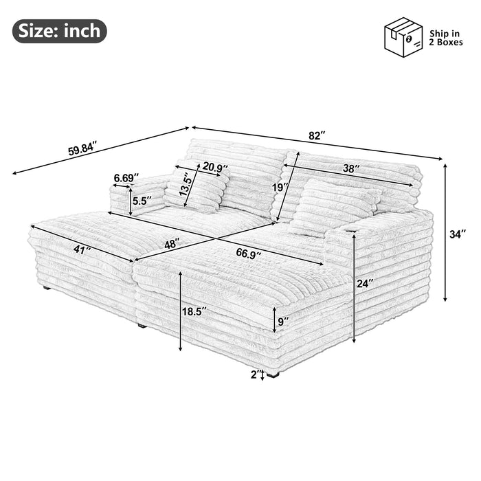 Oversized Double Chaise Lounge Sofa With USB Ports And Cup Holders Hearth and Haven
