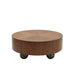 Drum Shaped Coffee Table With Hidden Storage Drawer, Low Profile For Living Room - Walnut Home Essentials