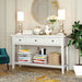 Classic Retro Style Console Table With 3 Top Drawers And Open Style Bottom Shelf - Antique White Hearth and Haven