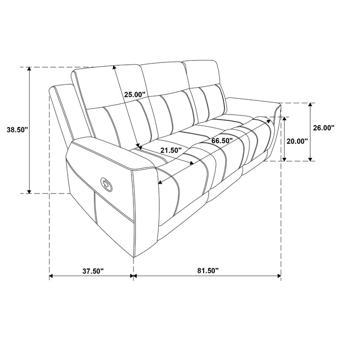 Slater - 3 Piece Upholstered Reclining Sofa Set And Built In Storage - Taupe Furniture Max