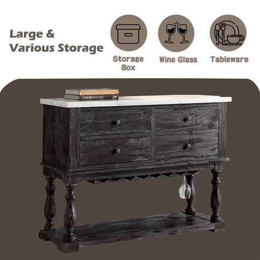Gerardo - Server - White Marble Top & Weathered Espresso ACME