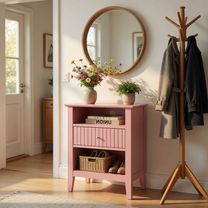 Fluted Nightstand With 2 Drawers Home Essentials