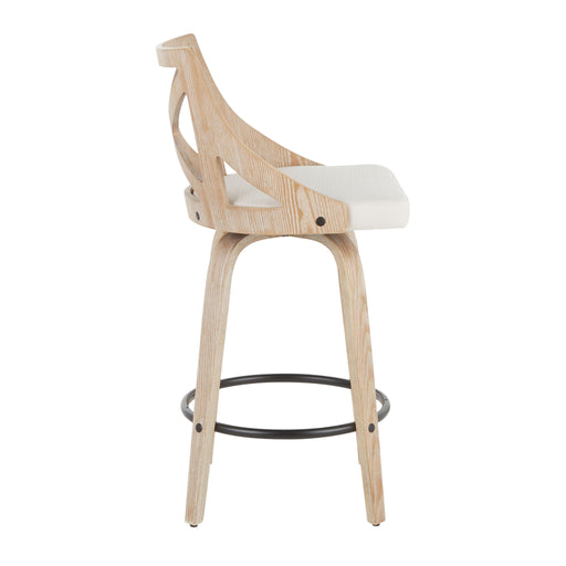Charlotte - Farmhouse Fixed Height Counter Stool With Swivel (Set of 2) - White Washed / Cream Lumi Source