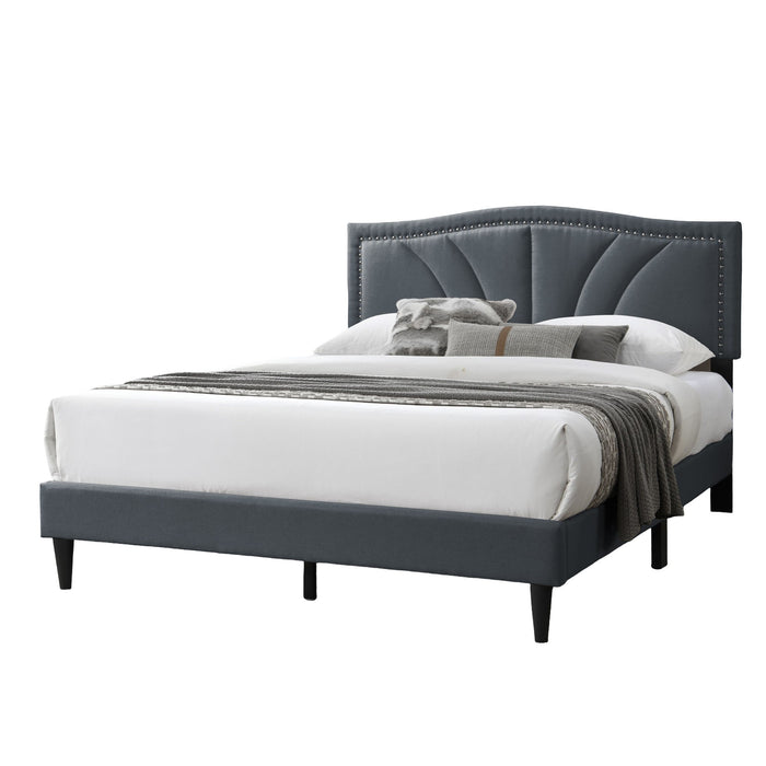Bed With Nailhead Trim Accents, Upholstered Platform Frame Home Essentials