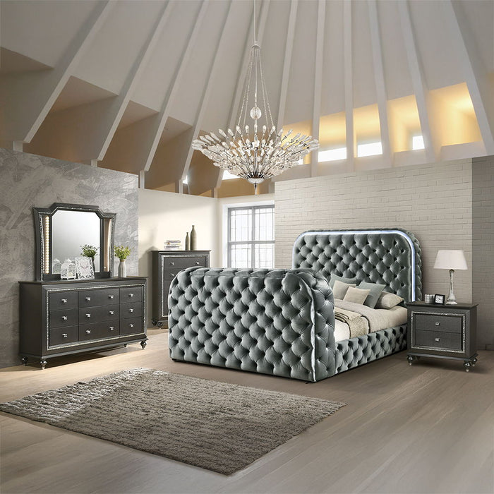 Kana - Bed With LED, Fireplace & TV Stand ACME