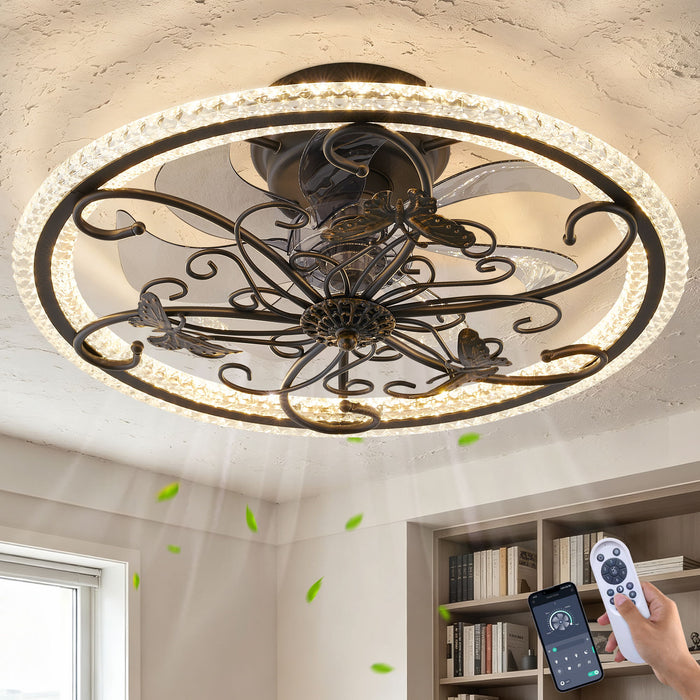Ceiling Fan With Lights Remote Control, 6 Speeds 3 Color Caged Ceiling Fan - Matte Black Daily Nest