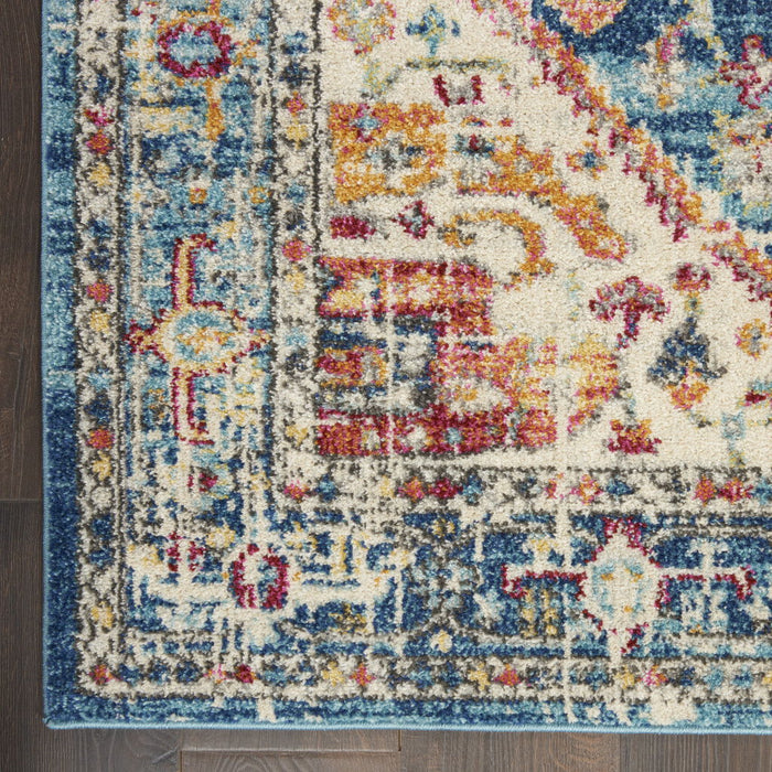 6.6' x 9.5' Power Loom Area Rug - Ivory And Blue