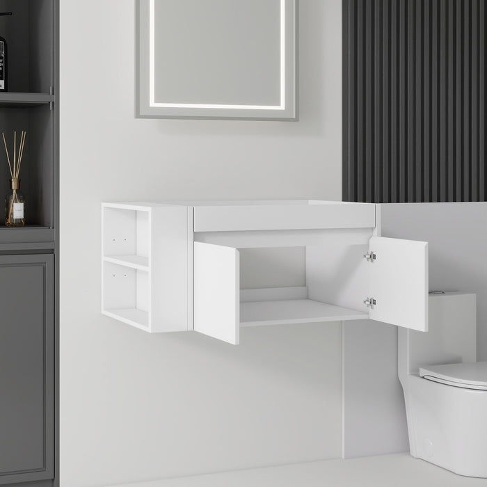 36" Floating Bathroom Vanity Cabinet, With Soft Close Double Doors, Wall Mounted, Cabinet Only - White Home Essentials