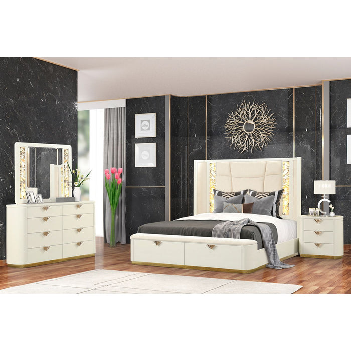 La Pierre - Modern Bedroom Set With Upholstered LED Bed Matrix Furniture Group