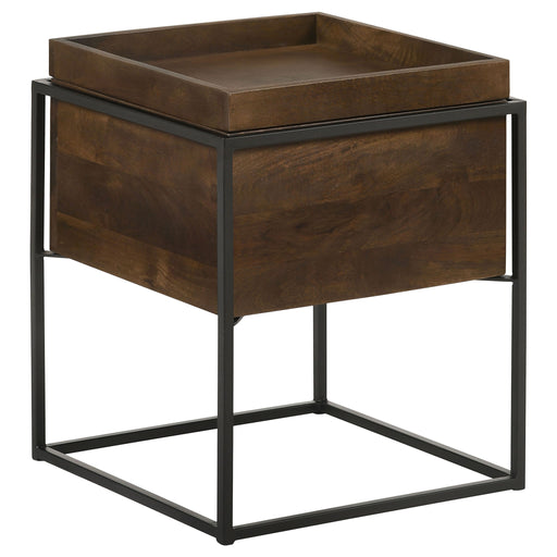 Ondrej - Square Accent Side Table With Removable Tray - Dark Brown Furniture Max