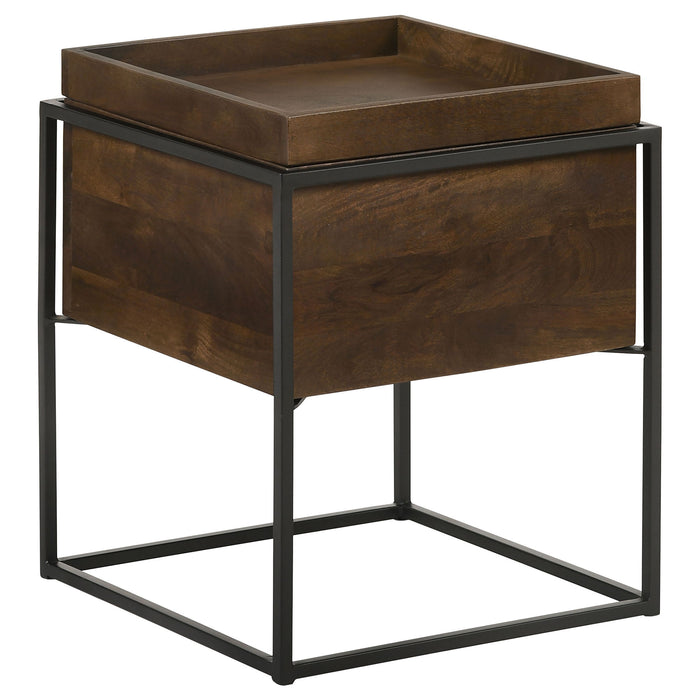 Ondrej - Square Accent Side Table With Removable Tray - Dark Brown Furniture Max