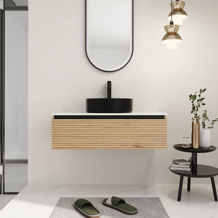Wall Mounted Bathroom Vanity With Art Sink & 1 Soft Close Drawer Home Essentials
