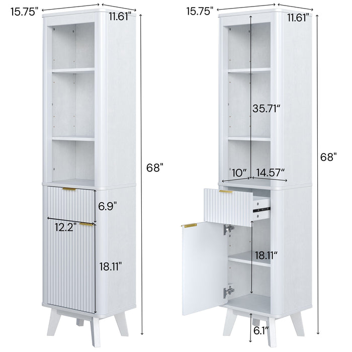 Tall Bathroom Storage Cabinet With Adjustable Shelves And 1 Drawer & Door Noble House