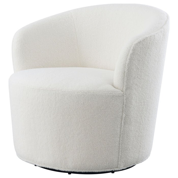 Tempest - Upholstered Barrel Back Swivel Chair - White Furniture Max