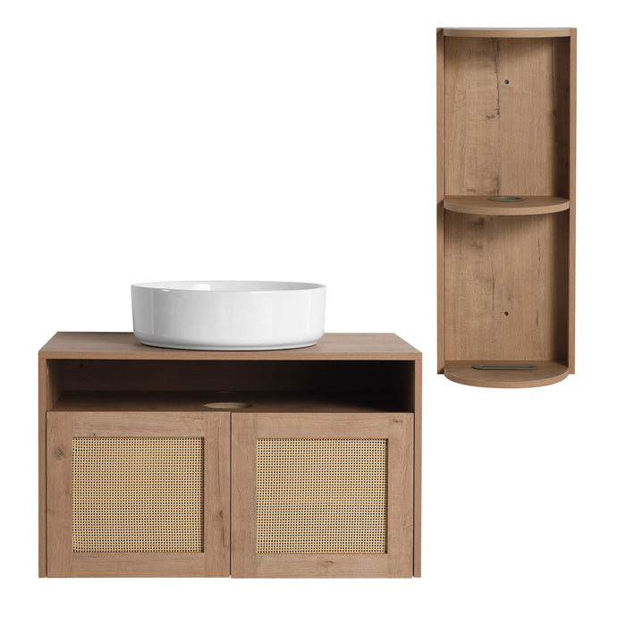 Bathroom Vanity With Art Sink And Storage Rack, Float Mounting Design Home Essentials