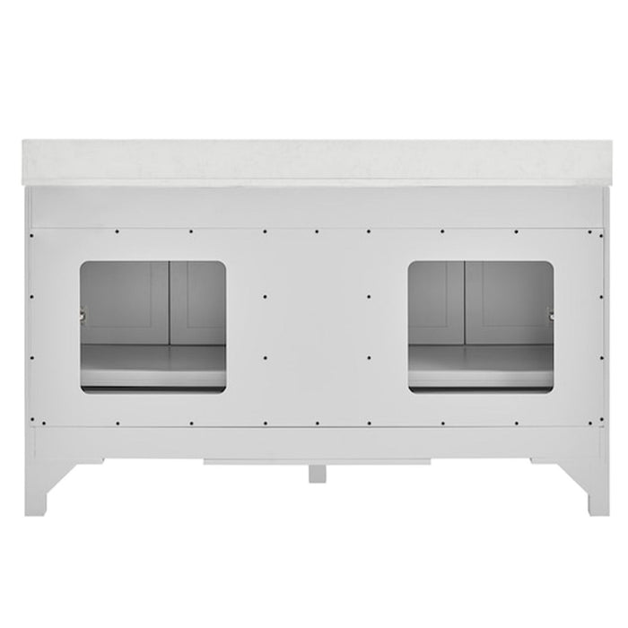 60 In Undermount Double Sinks Bathroom Storage Cabinet With Engineered Carrara Marble Top