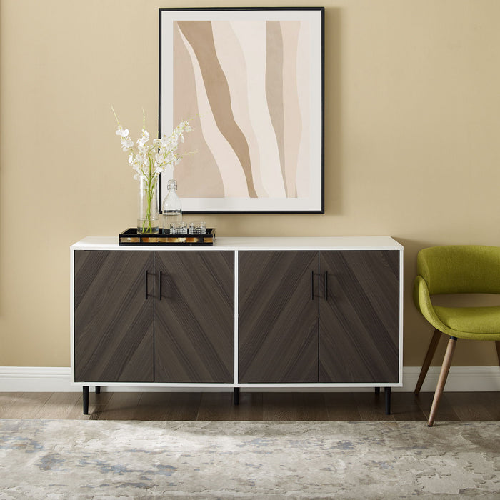 Mid-Century Modern Faux Bookmatch Door Buffet