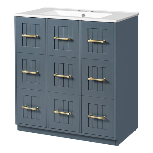 Bathroom Vanity With Undermount Sink, Soft-Close Doors, Drawers, Ceramic Sink Hearth and Haven