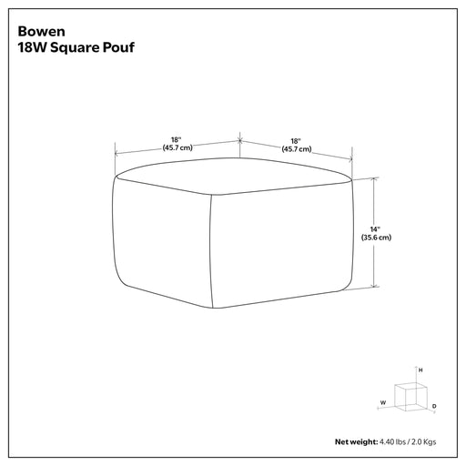 Bowen - Square Pouf - Black Simpli-Home