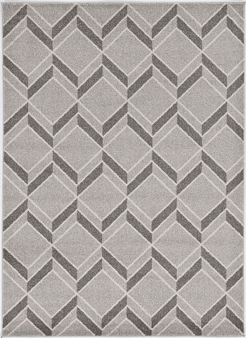 2' X 4' Machine Woven UV Treated Herringbone Illusion Indoor / Outdoor Accent Rug - Gray