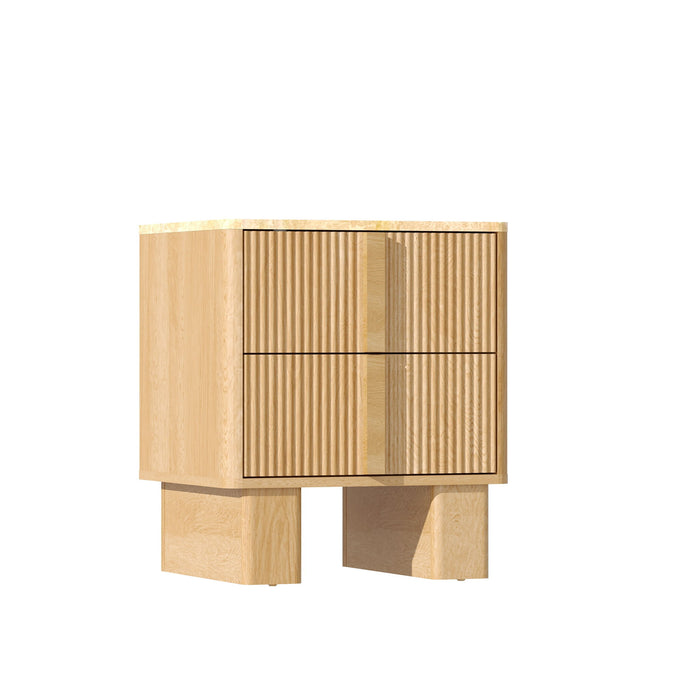 Nightstand With Charging Station And 2 Storage Drawers Home Essentials