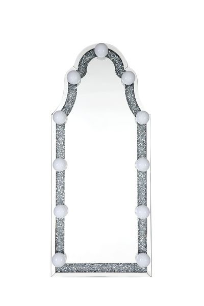 Noralie - Hollywood Floor Mirror - Mirrored & Faux Diamonds ACME
