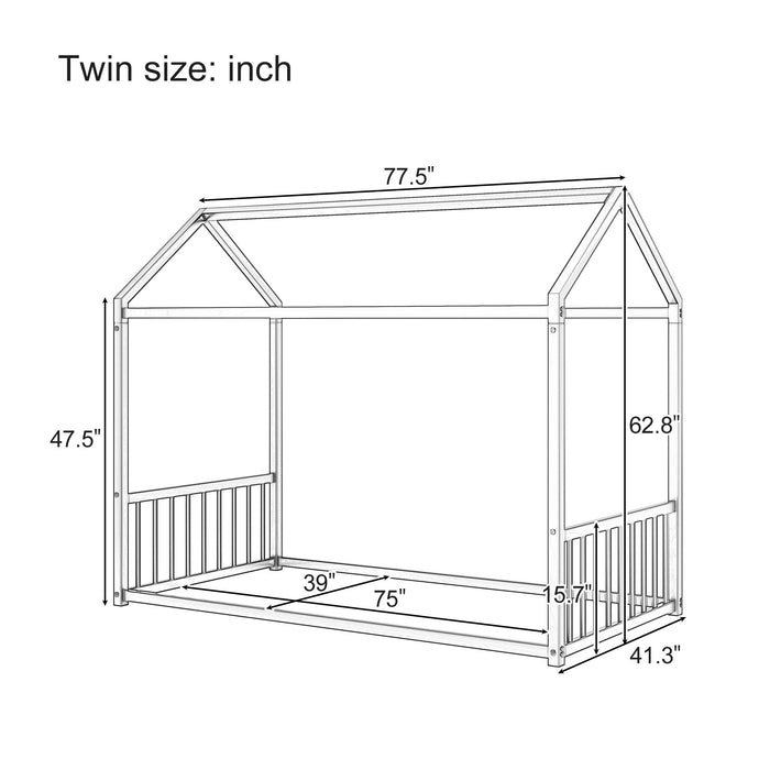 Montessori Floor Bed Frame With House Shape Hearth and Haven