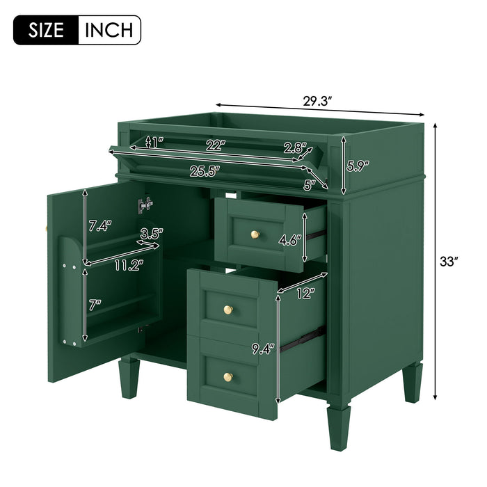 Bathroom Vanity With 2 Drawers And Tip-Out Drawer, Storage Cabinet Hearth and Haven