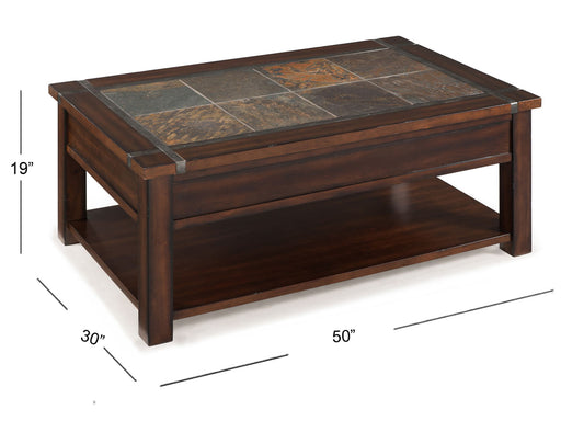 Roanoke - Rectangular Lift Top Cocktail Table (With Casters) - Cherry And Slate Magnussen Furniture