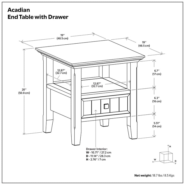 Acadian - End Table With Drawer Simpli-Home