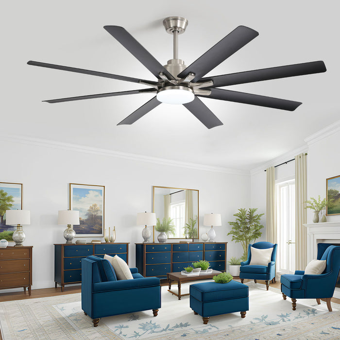 66" Low Profile Ceiling Fan With Dimmable LED Lights, 6 Speed Reversible DC Motor For Indoor - Brushed Nickel Daily Nest