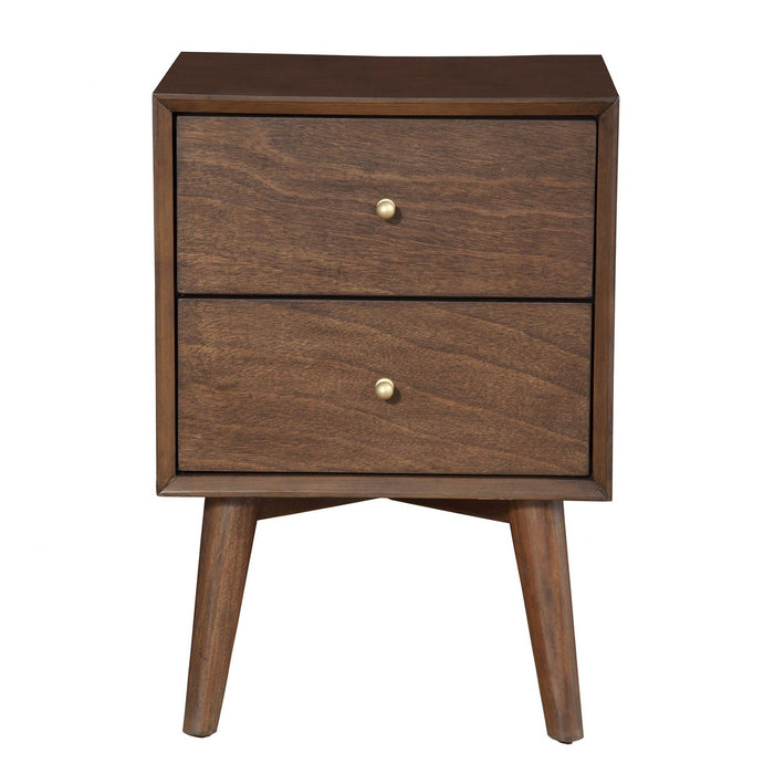 Two Drawer Wood Nightstand - Brown