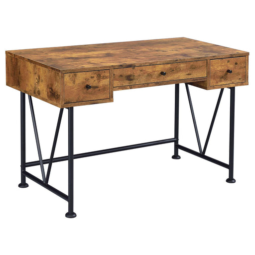 3 Drawer Writing Desk With Handles - Brown Furniture Max