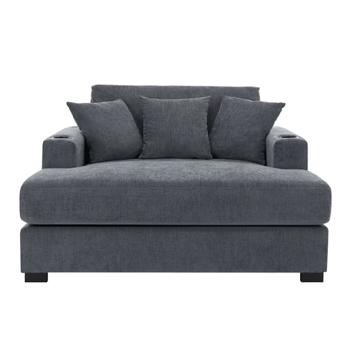 Oversized Chaise Lounger Modern Style Sofa Couch With Pillows, Charge Station & Cup Holders Hearth and Haven