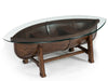 Beaufort - Oval Cocktail Table With Base And Glass Top - Dark Oak Magnussen Furniture