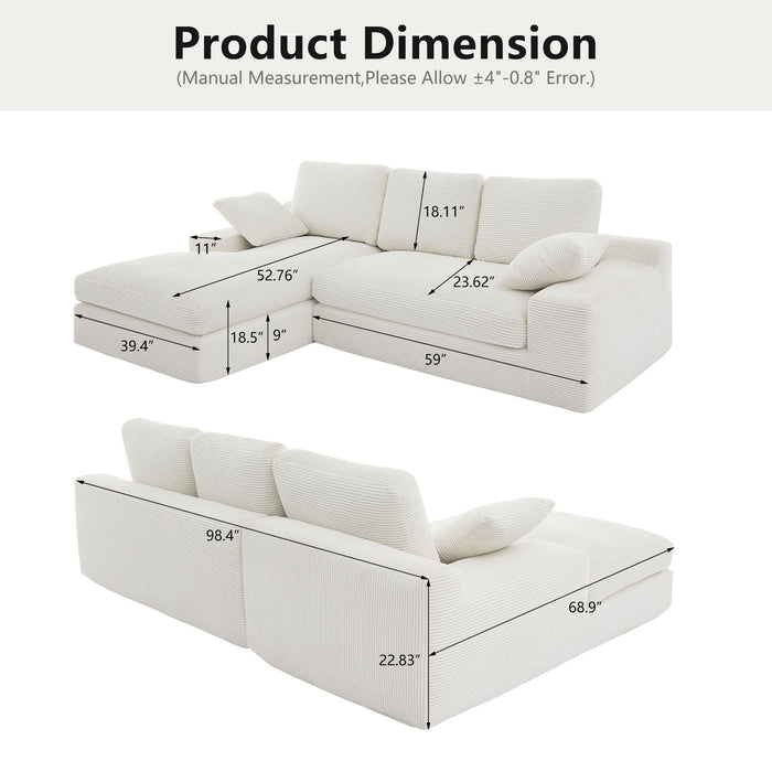Compressed Sofa With 3 Back Cushions, 2 Throw Pillows Home Essentials
