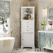 Tall Storage Cabinet With 3 Drawers And Adjustable Shelves For Bathroom Hearth and Haven