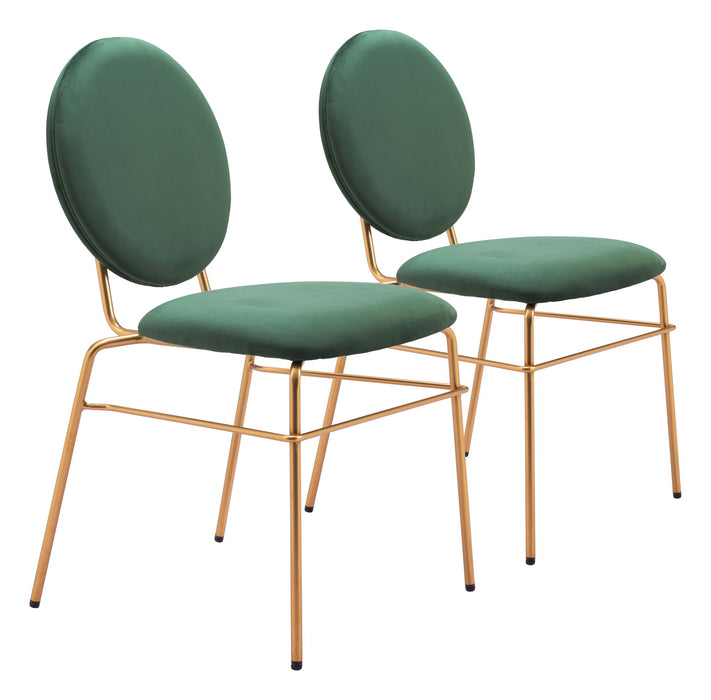 Odessa - Dining Chair (Set of 2) - Green / Gold Zuo Modern