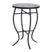 Outdoor Round Side Table With Mosaic Style Top And Curved Iron Legs Noble House