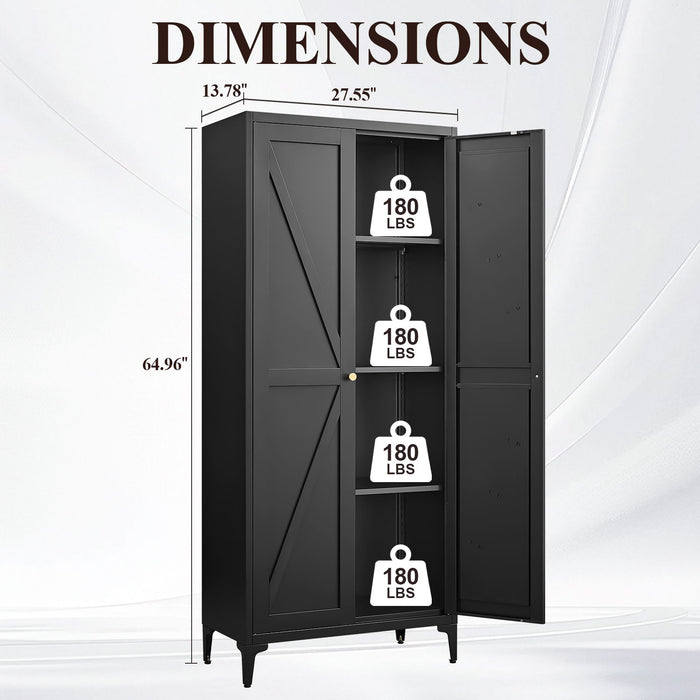 Adjustable 2 Door Kitchen Pantry Cabinet With Striped Design Home Essentials