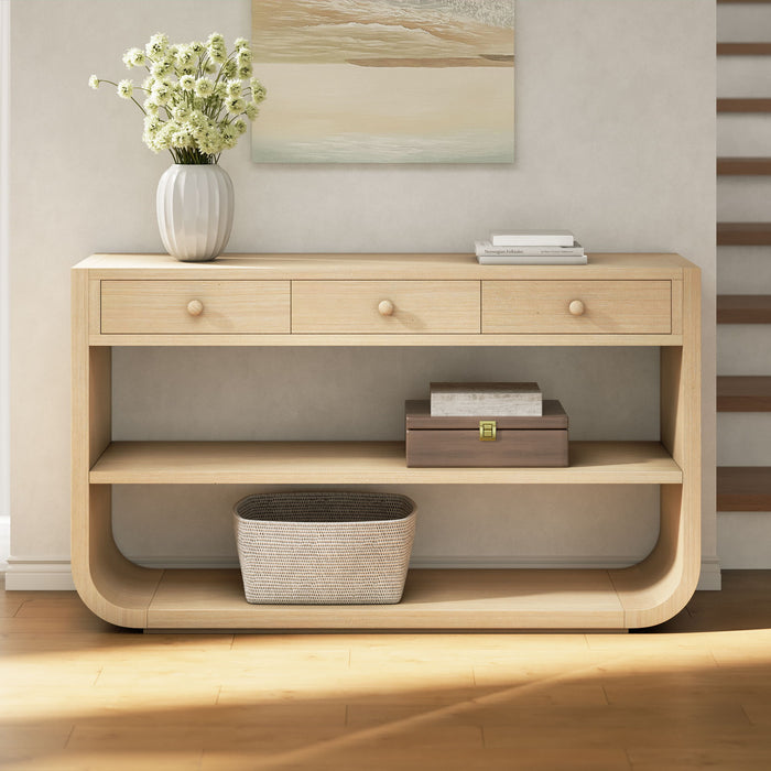 Console Table With 3 Soft Close Drawers & 2 Open Shelves Noble House