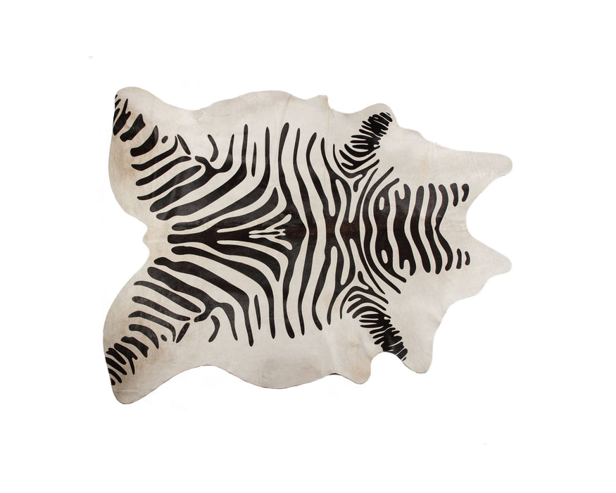 5' x 7' Natural Cowhide Area Rug - Zebra Stripe Black And White
