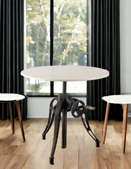 Round Marble Top Dining Table - White / Black