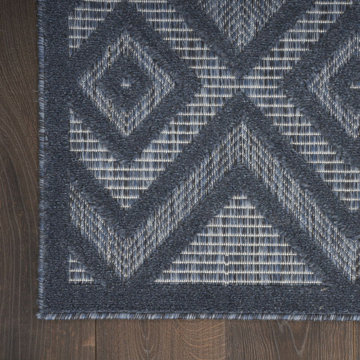 7' X 10' Geometric Flatweave Area Rug - Navy Blue