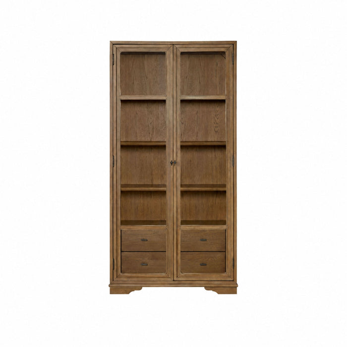 Tall Display Cabinet With Glass Doors And Drawers - Almond Bernards Furniture