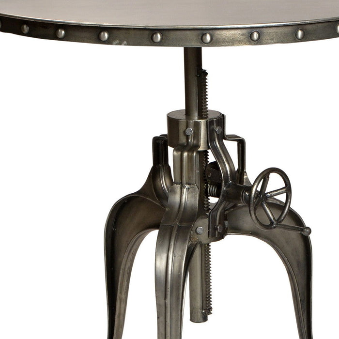 Industrial Gear Adjustable Height Round Dining Table - Silver Gunmetal