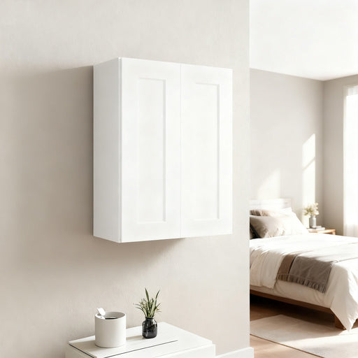 Shaker Wall Cabinet With Soft Close Hinges, Adjustable Shelves, Double Door Home Essentials