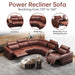 6 Piece Modular Sectional Sofa With 2 Cup Holders, Adjustable Recliners - Dark Brown Home Essentials