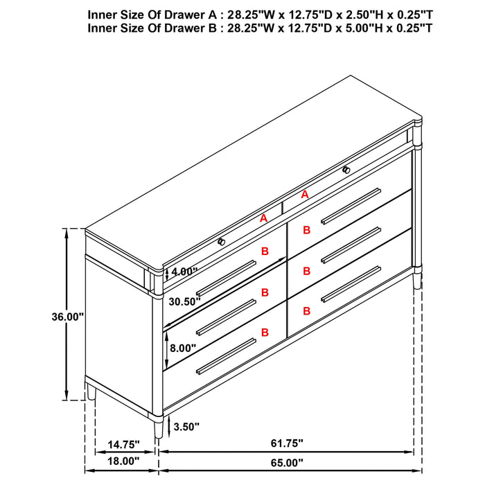 Robinson - 8 Drawer Dresser - White Furniture Max
